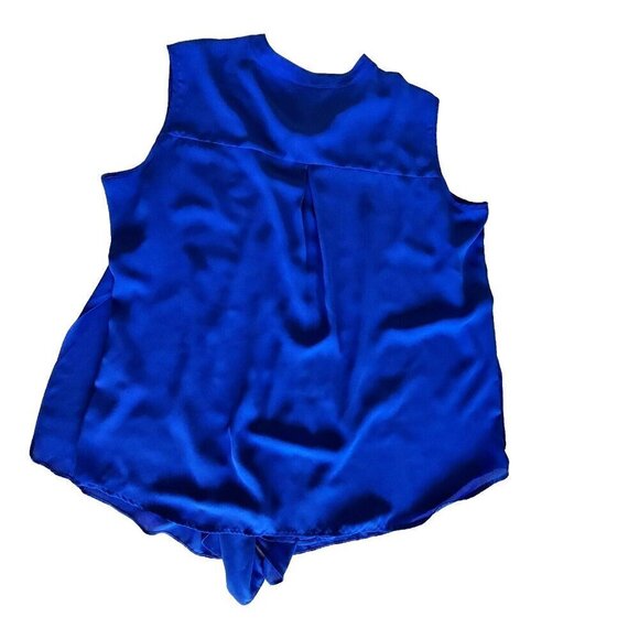 Bianca Nygard Top Womens 2X Blue Sleeveless Button Up Flowy Assymetric Hem Boho - Picture 14 of 14